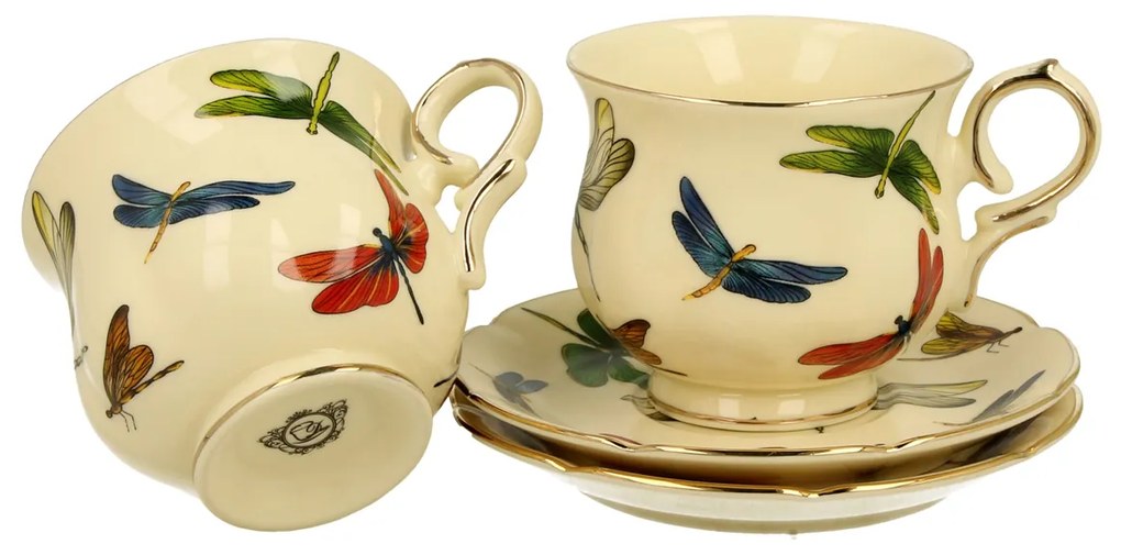 Porcelánová šálka na nohe s podšálkou Dragonfly 150 ml sada 2ks