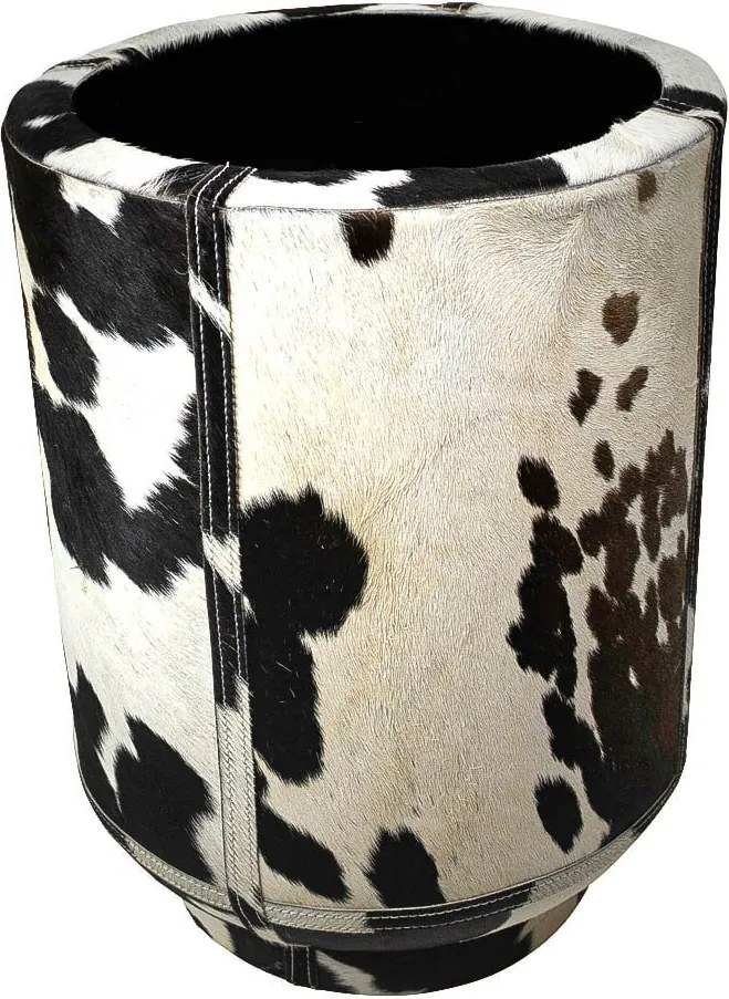 Vysoký kvetináč z hovädzej kože Planter hnedá / biela - Ø 35*46cm