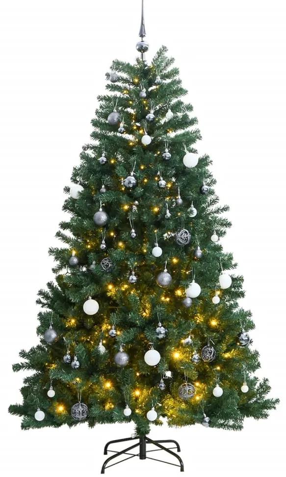Umelý výklopný vianočný stromček 300 LED a sada gúľ 210 cm 3210438
