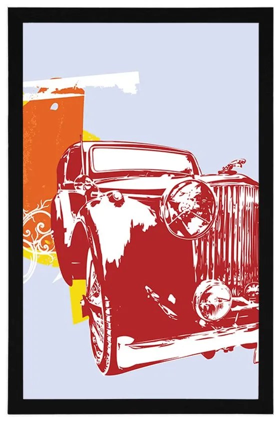 Plagát retro auto s abstrakciou - 60x90 silver