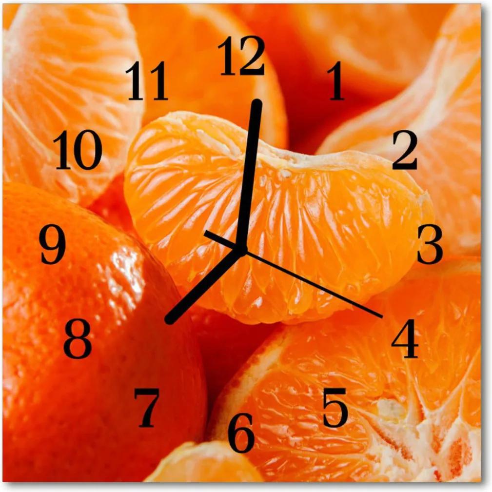 Nástenné sklenené hodiny  mandarínky