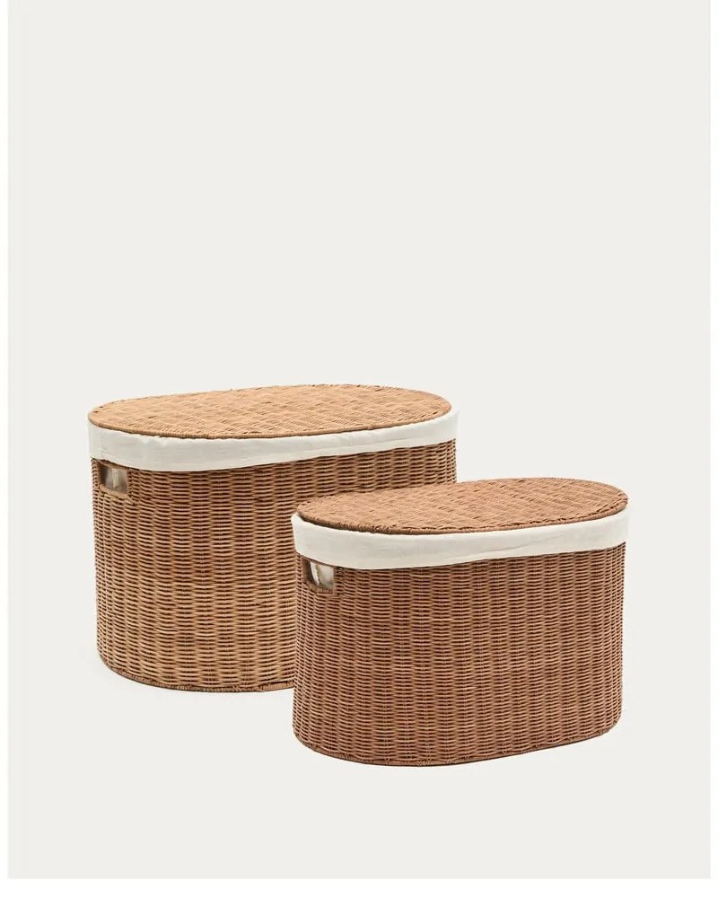 Ratanové košíky v súprave 2 ks 50x36x32 cm Indali – Kave Home