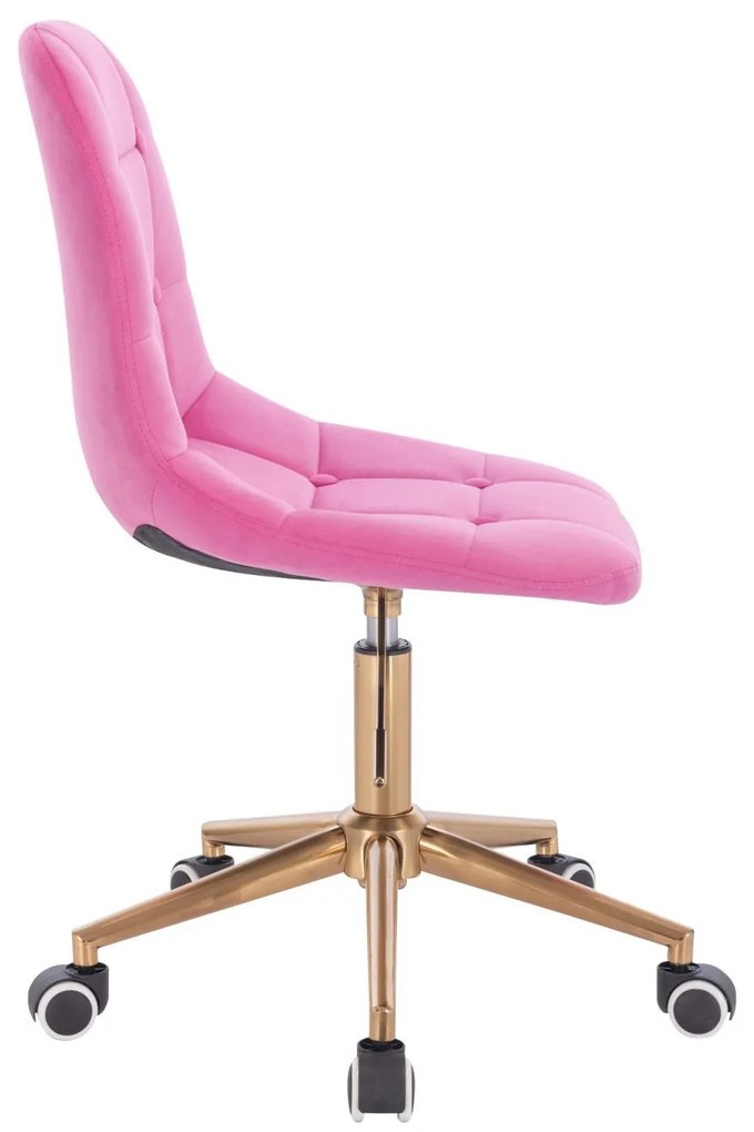 LuxuryForm DESIGN Stolička SAMSON VELUR na zlaté podstave s kolieskami - ružová