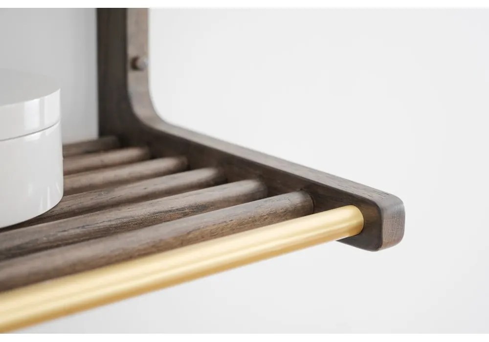 Tmavo hnedý nástenný vešiak z dubového dreva Inverness - Rowico