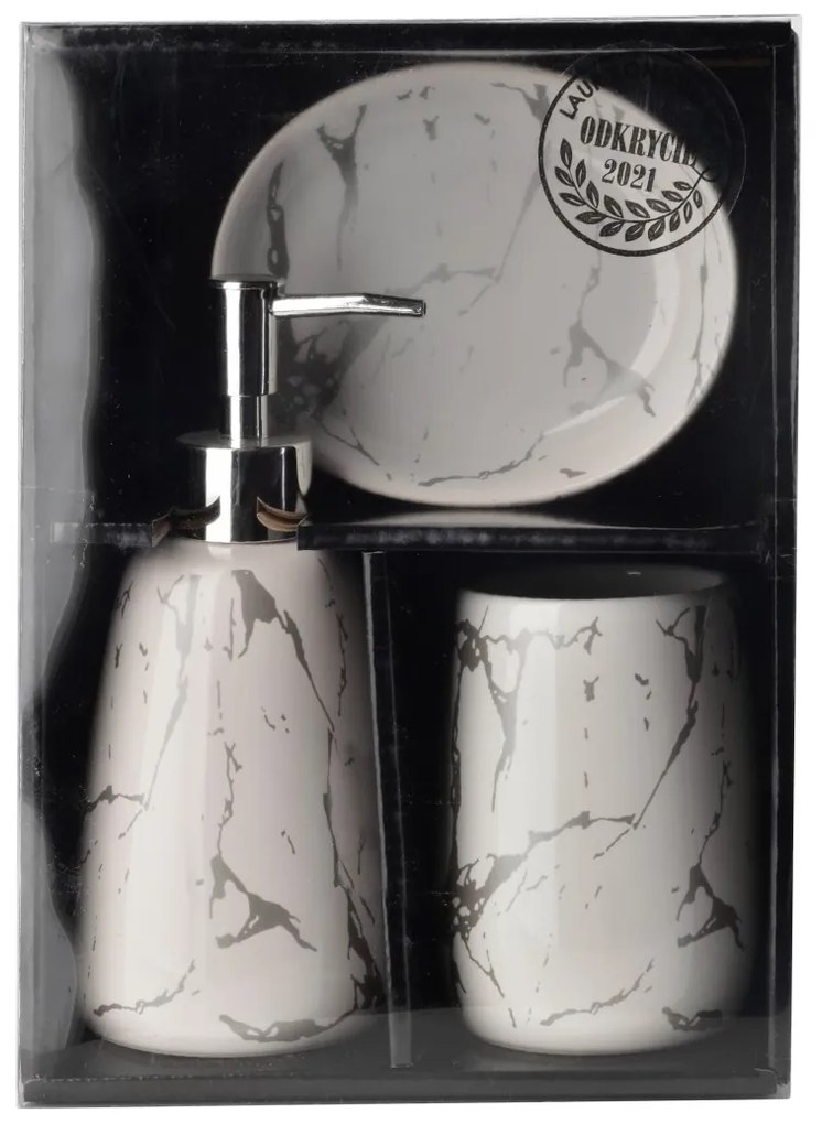 Kúpeľňová sada Odette 360 ml mramor biela