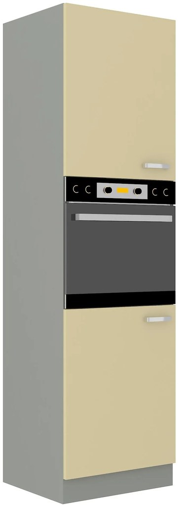 Potravinová kuchynská skrinka na rúru Kelyn 60 DP-210 2F (korpus: lesk krémový + front: sivá). Vlastná spoľahlivá doprava až k Vám domov. 1134441