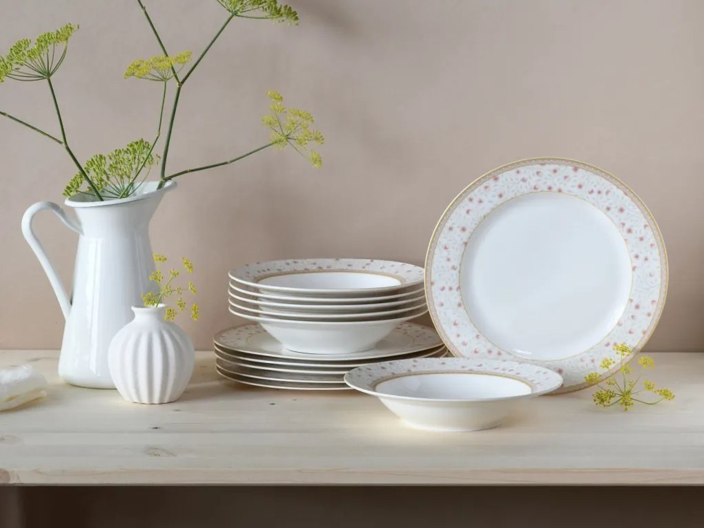 Jedálenský servis (12 dielov) Emilia, kvetinový vzor