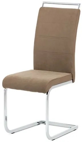Elegantná jedálenská stolička čalúnená látkou v lanýžovej farbe