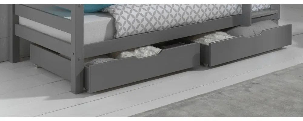 Sivé zásuvky pod detskú posteľ 2 ks PINO – Vipack