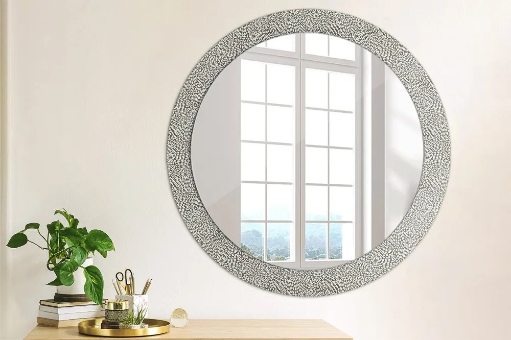 Okrúhle zrkadlo s potlačou Kvetinový vzor fi 80 cm