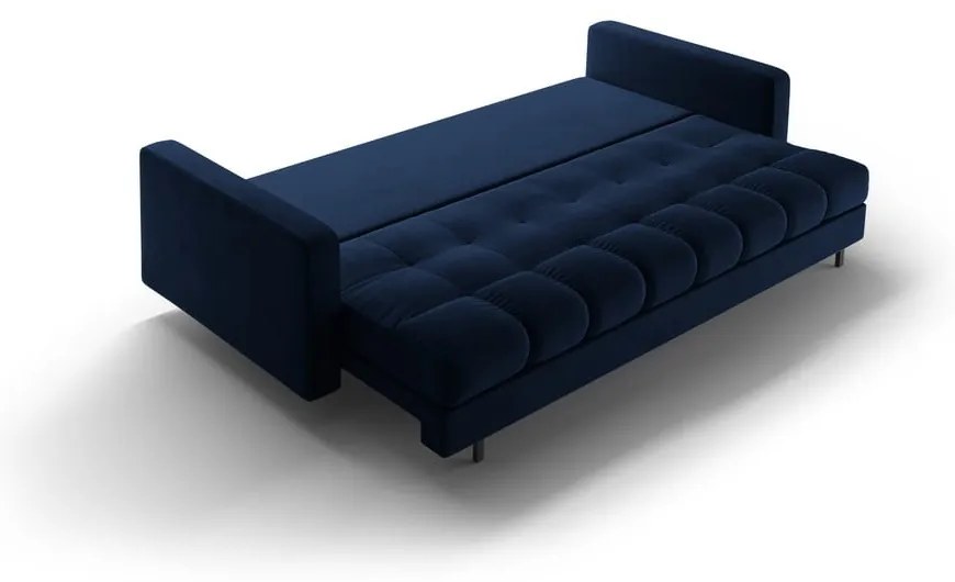 Tmavomodrá zamatová rozkladacia/s úložným priestorom pohovka 222 cm Bali – Cosmopolitan Design