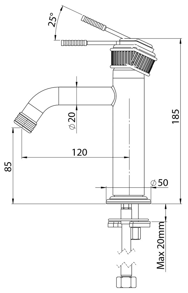 Sapho Sapho, VERSI stojanková umývadlová batéria, chróm, RV002