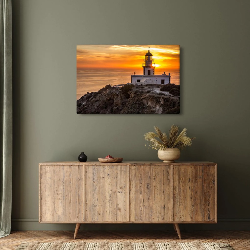 Obraz majáka pri západe slnka (90x60 cm)