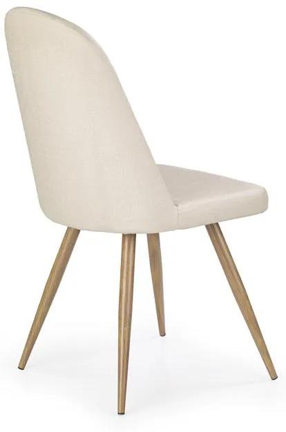 Jedálenská stolička CONNOR – ekokoža, krémová, dub medový