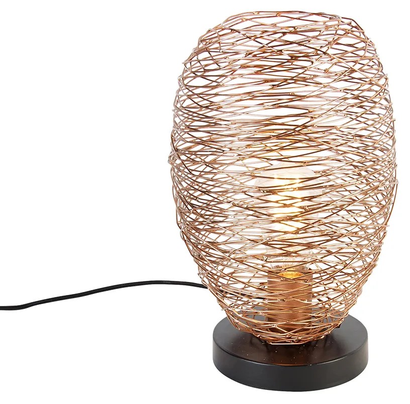 Dizajnová stolná lampa medená s čiernou 30 cm - Sarella