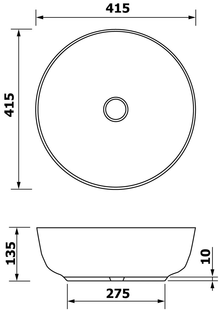Sapho Sapho, PRIORI keramické umývadlo na dosku, priemer 41,5cm, medená, PI040