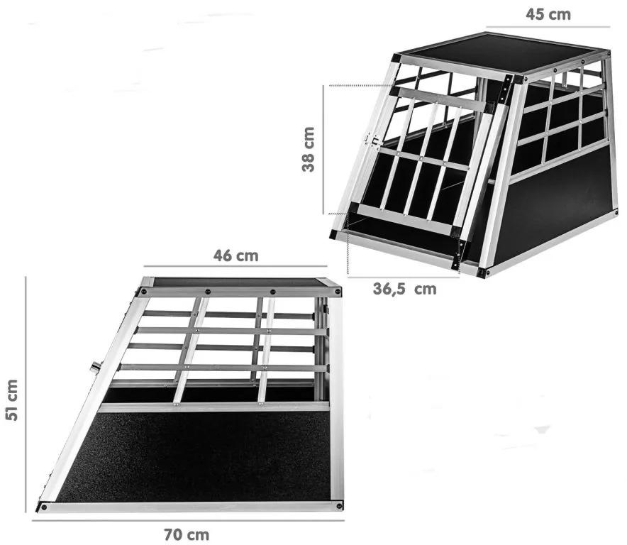 Hliníkový prepravný box pre psov, 54 × 69 × 50 cm, veľ. M