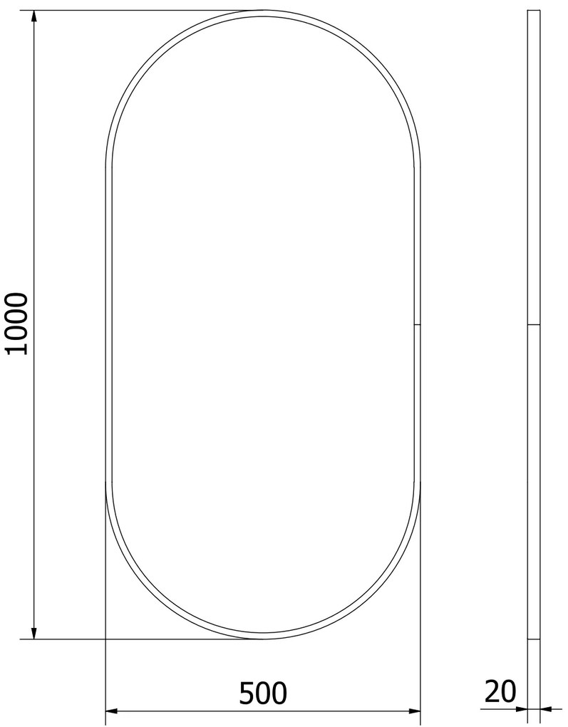 Mexen Loft, oválne kúpeľňové zrkadlo 100 x 50 cm, farba rámu zlatá lesklá, 9851-100-050-000-50