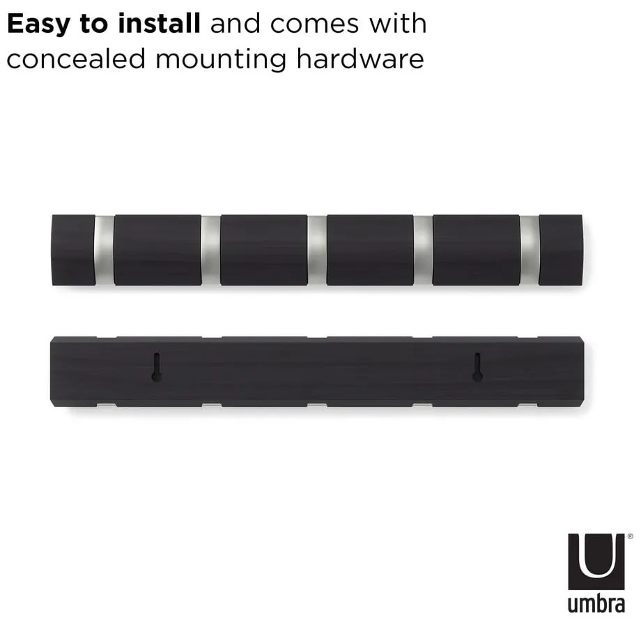 Sivý nástenný vešiak z topoľového dreva Flip - Umbra