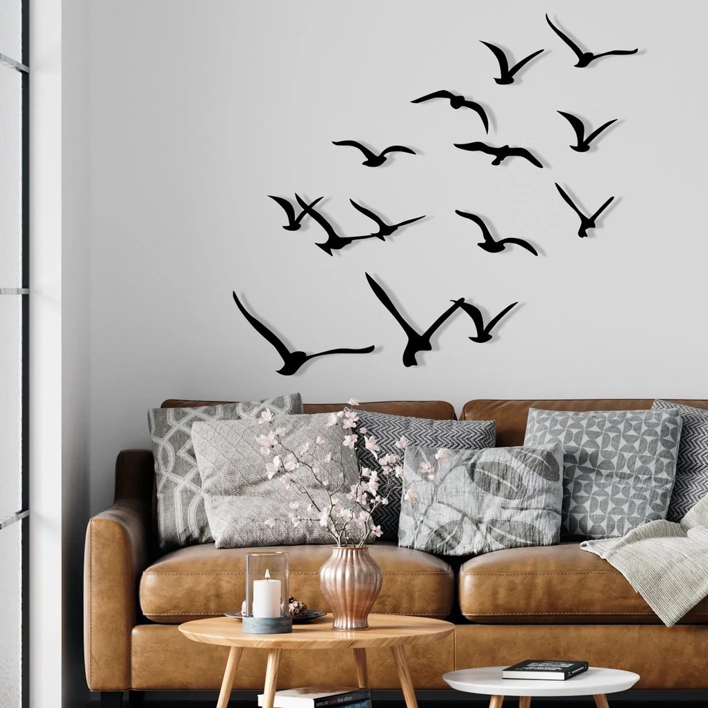 Nástenná kovová dekorácia Migrácia čierna