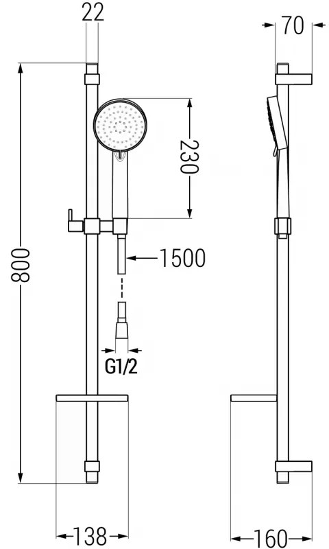 Mexen sprchový set DQ75, čierna, 785754581-70