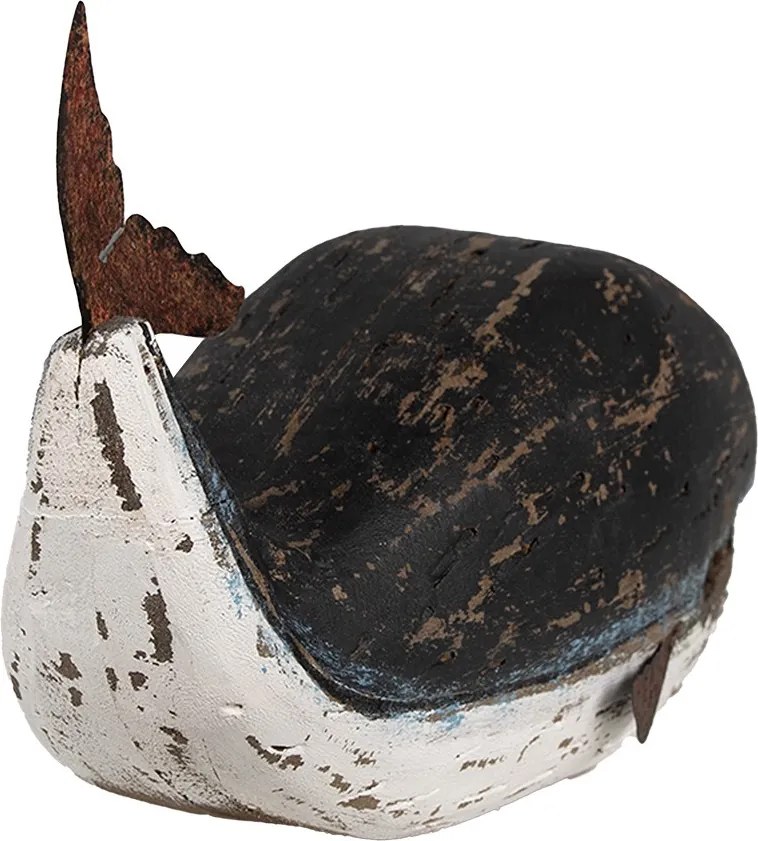 Čierno-biela drevená dekorácia Veľryba - 36*15*23 cm
