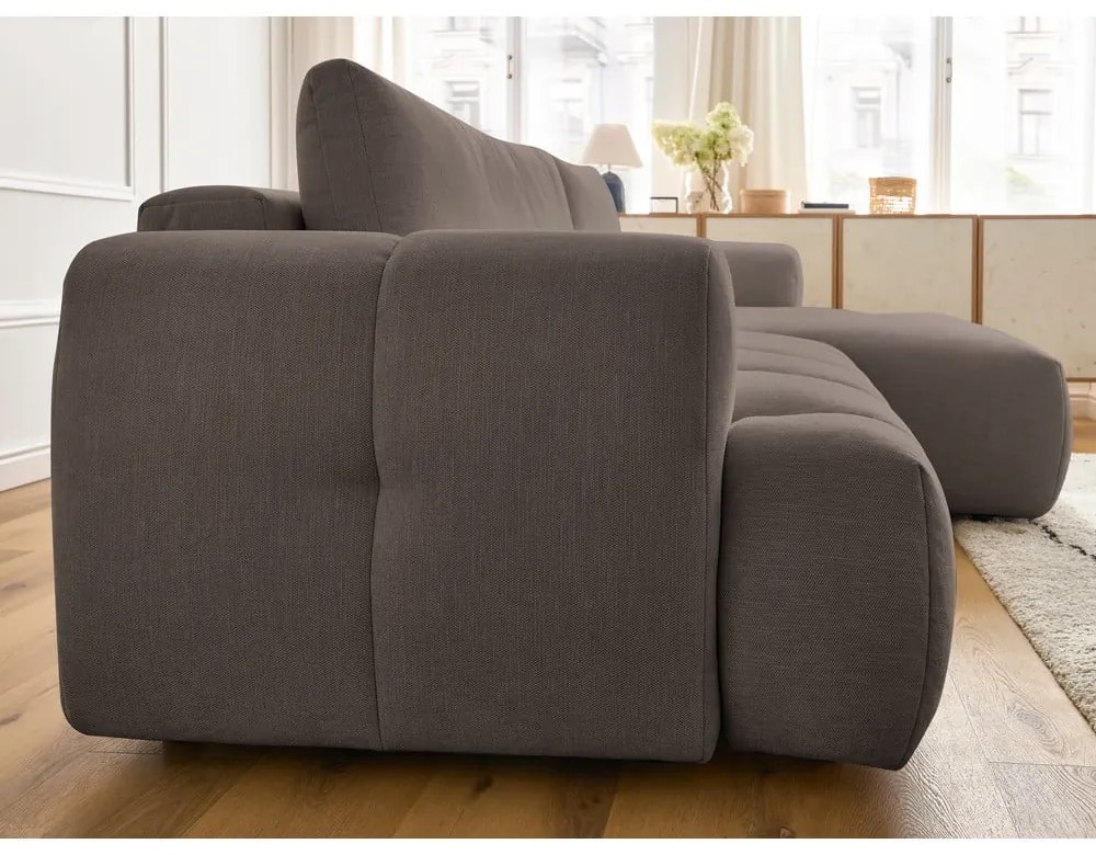 Taupe rozkladacia/s úložným priestorom rohová pohovka (pravý roh/s leňoškou) Fuji – Bobochic Paris