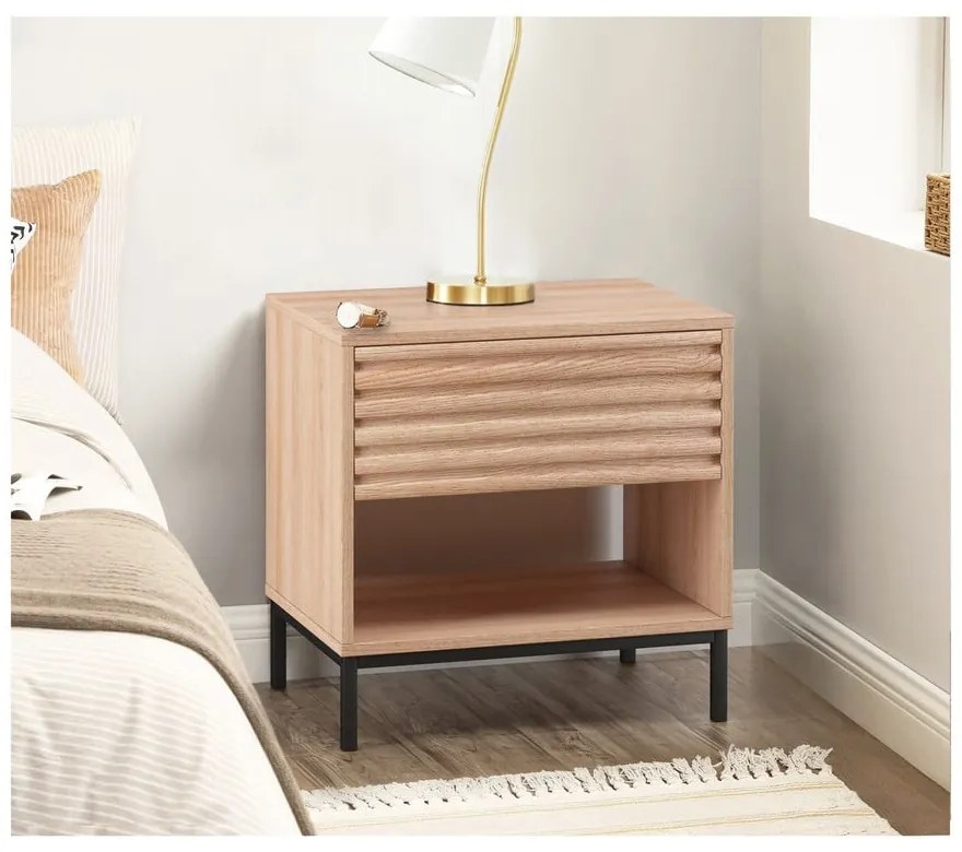 Nočný stolík s doskou v dubovom dekore v prírodnej farbe Celine – Støraa