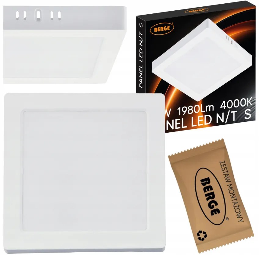 BERGE Prisadený štvorcový LED panel 18W - 1980lm - neutrálna farba