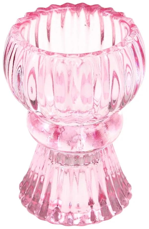Nízky ružový sklenený svietnik - Rex London