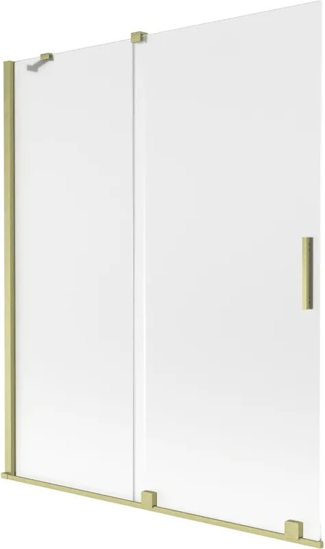 Mexen Velar, 2-krídlová posuvná vaňová zástena 140 x 150 cm, 8mm sklo námraza, zlatá matná, 896-140-000-31-55