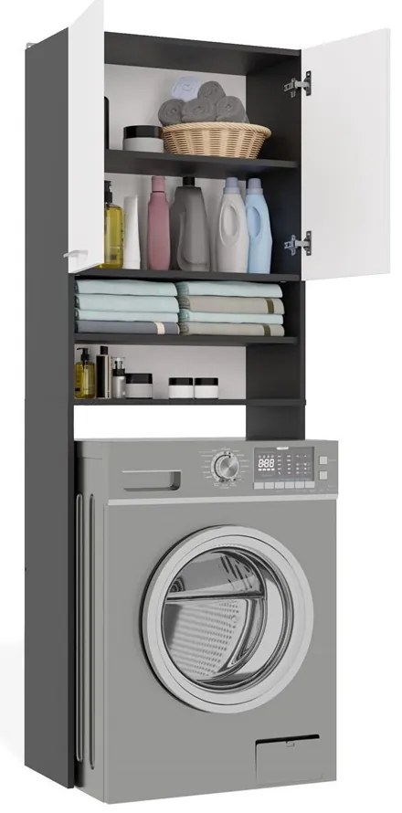 Kúpeľňová skrinka nad práčku POLA DK biela/antracitová