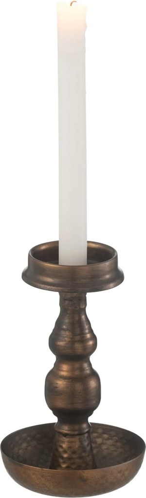 Bronzový antik kovový svietnik Jere na úzku aj valcovú sviečku – 12*12*19 cm