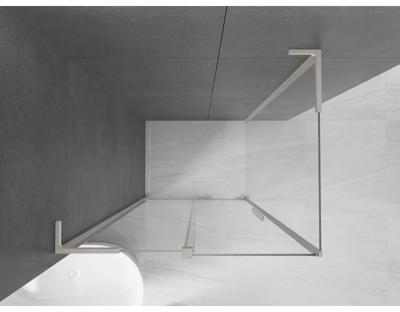 Mexen Velar L, sprchový kút s posuvnými dverami 110 x 80 cm, 8mm číre sklo, brúsená oceľ, 871-110-080-03-97