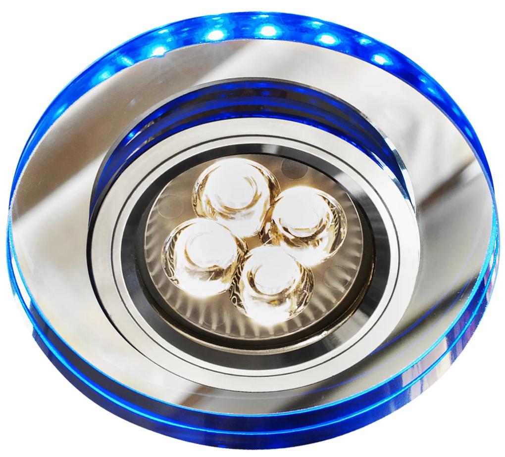 CLX Stropné LED podhľadové osvetlenie FALLA, 1xGU10 50W + LED 3W, 9cm, okrúhle, modré