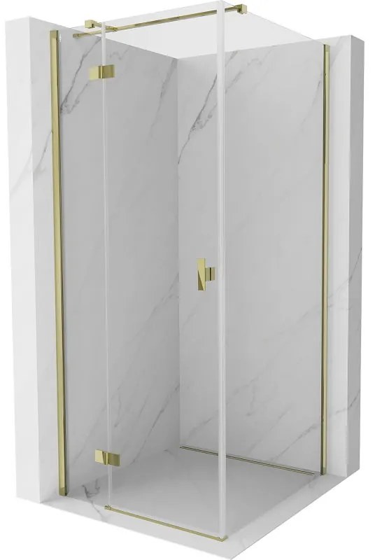 Mexen, Mexen Mist H T sklápací sprchový kút ľavý 85 x 85 cm, transparentný, zlatý - 8A5T-085-085-50-00-L