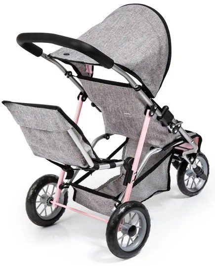 Bayer Design Kočík pre bábiky dvojičky Duo (sivá/bledoružová) (100355100)