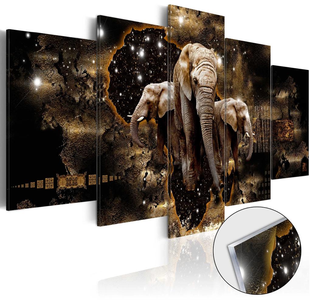 Artgeist Obraz na akrylátovom skle - Brown Elephants [Glass] Veľkosť: 200x100