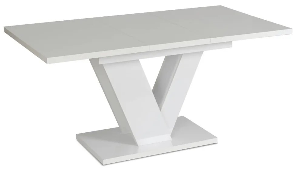 Rozkladací jedálenský stôl CLARK – biely lesk, 120–160 cm
