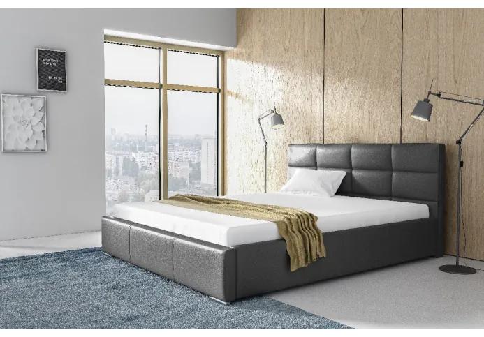Elegantná posteľ Garret s úložným priertorom šedá eko koža 180 x 200