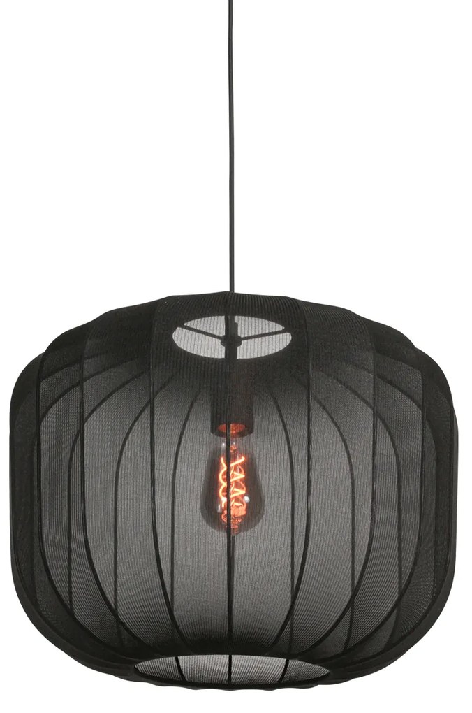 Japandi závesné svietidlo čierne s látkovým tienidlom 45 cm - Sable