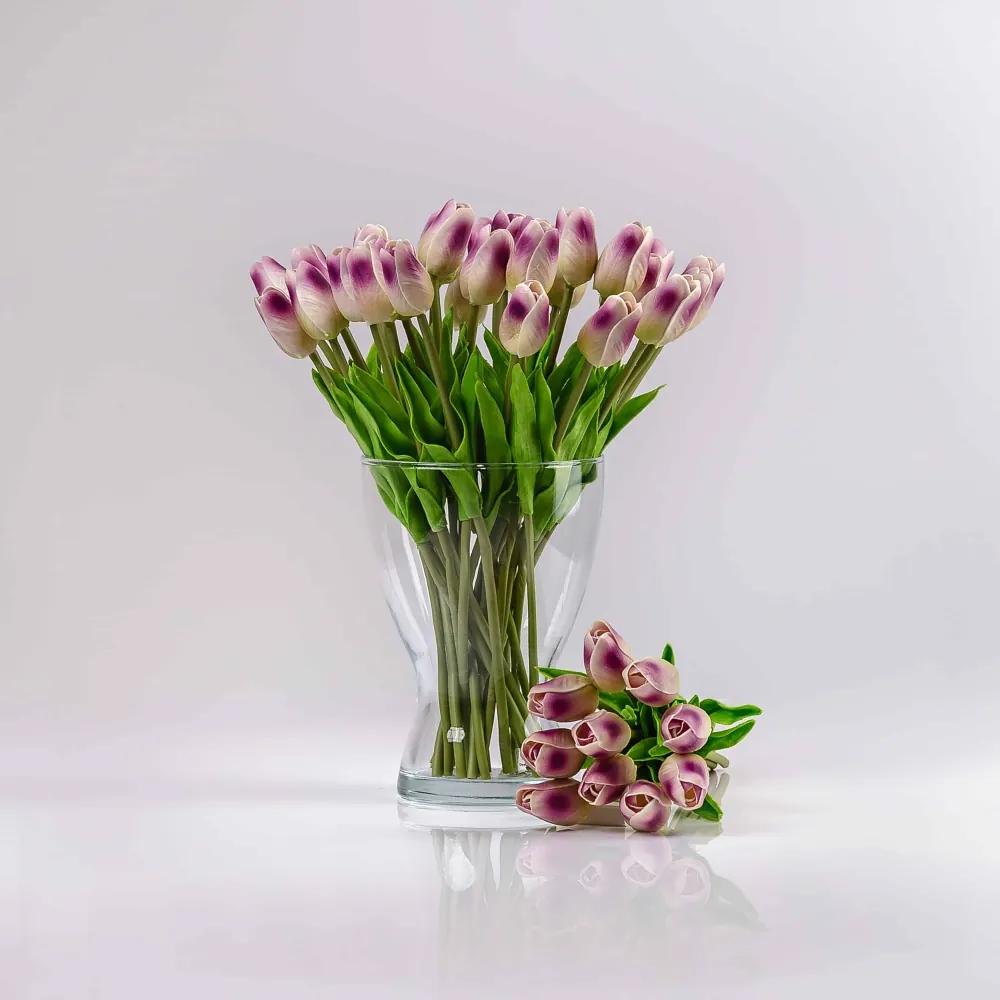 Umelý tulipán IVONA fialovo-biely. Cena uvedená za 1 kus.