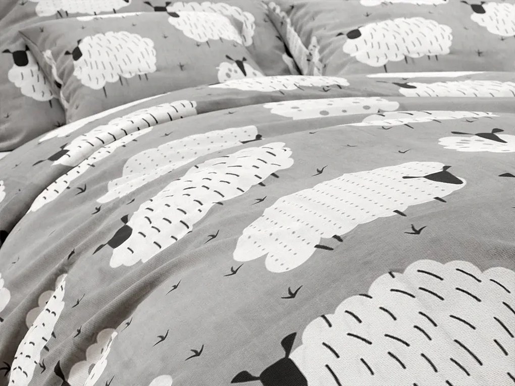 Krepové obliečky WHITE SHEEPS POLY sivé Rozmer obliečky: 2 ks 70 x 90 cm | 200 x 220 cm