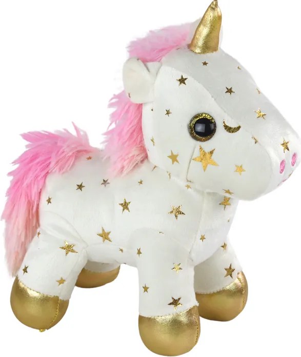 LEAN Toys Jednorožec Plyšová uspávanka Uspávanka biela s hviezdami