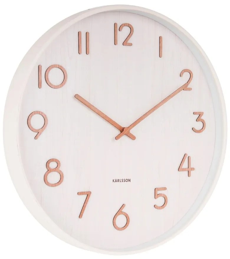 Biele nástenné hodiny z lipového dreva Karlsson Pure Medium, ø 40 cm