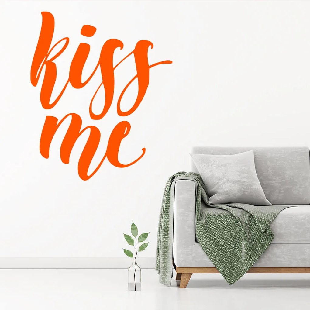 Veselá Stena Samolepka Kiss me Farba: modrá, Veľkosť: 40 x 33 cm