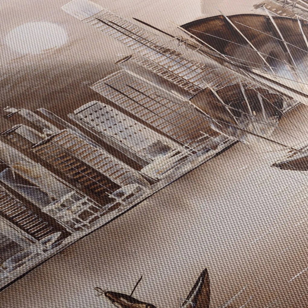 Obrázok - Victoria Harbor, Hong Kong, sépiový efekt (90x60 cm)