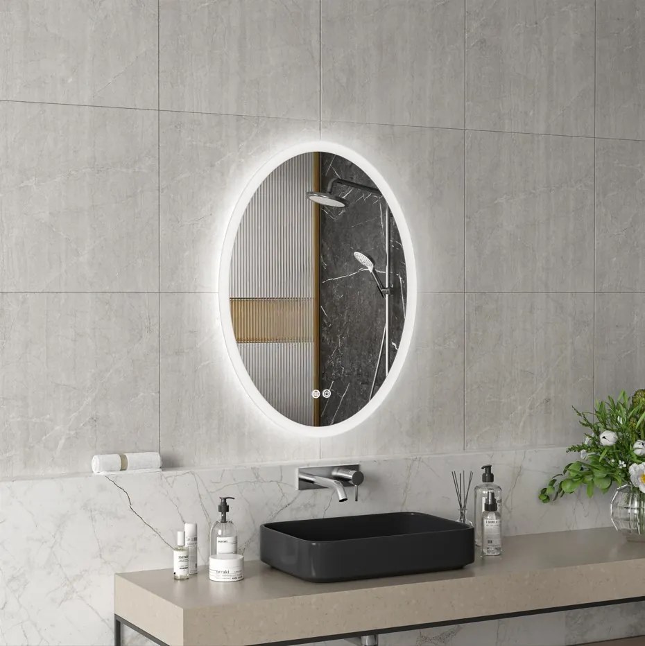 Erga Paola, oválne LED zrkadlo 60x80cm, 2070 lm, 3 farby svetla, predné a zadné osvetlenie, ERG-V01-302-6080-00