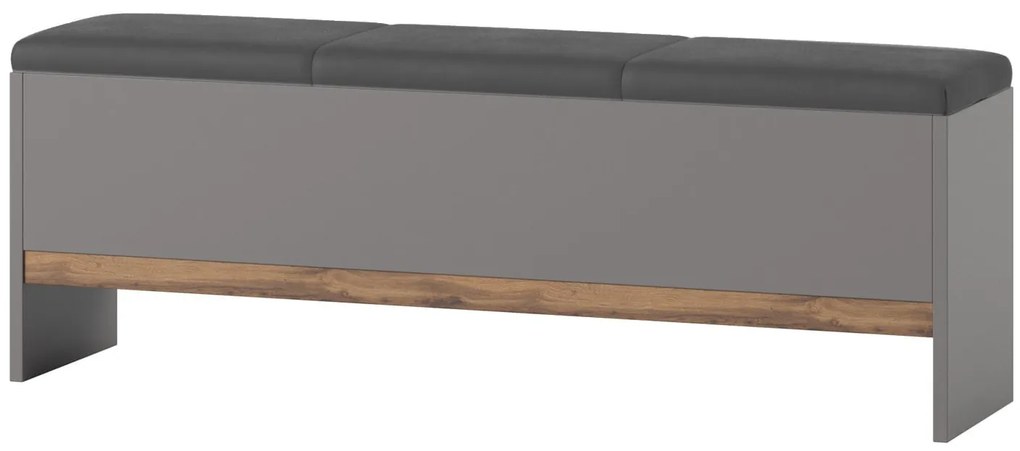 Čalúnená lavica Livorno 65 165 cm sivá/dub Wotan