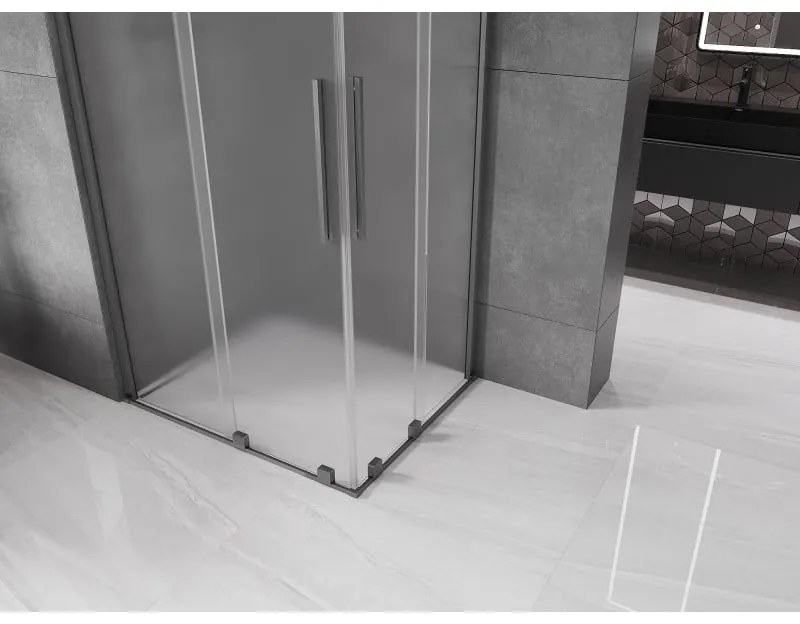 Mexen Velar Duo, sprchový kút s posuvnými dverami 100 x 90 cm, 8mm sklo námraza, grafit brúsený, 871-100-090-32-66